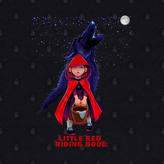 Little Red Riding Hood with Wolf at Moon Night by The Full Moon Shop